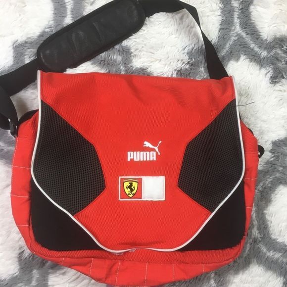 Puma FerrariBag Scuderia Duffle Bag Black Red Logo Gym Workout Bag Used
